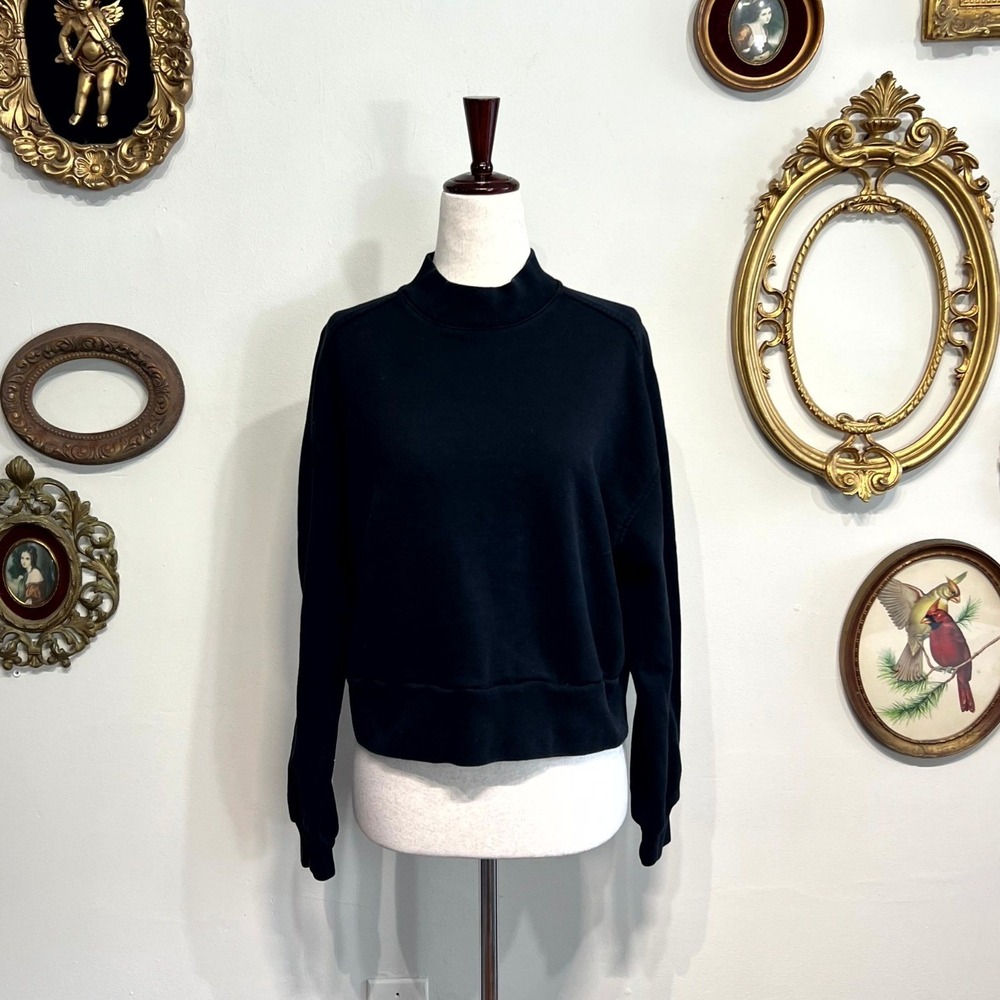 Everlane Organic Cotton Mock Neck Cropped Sweatshirt Size S
